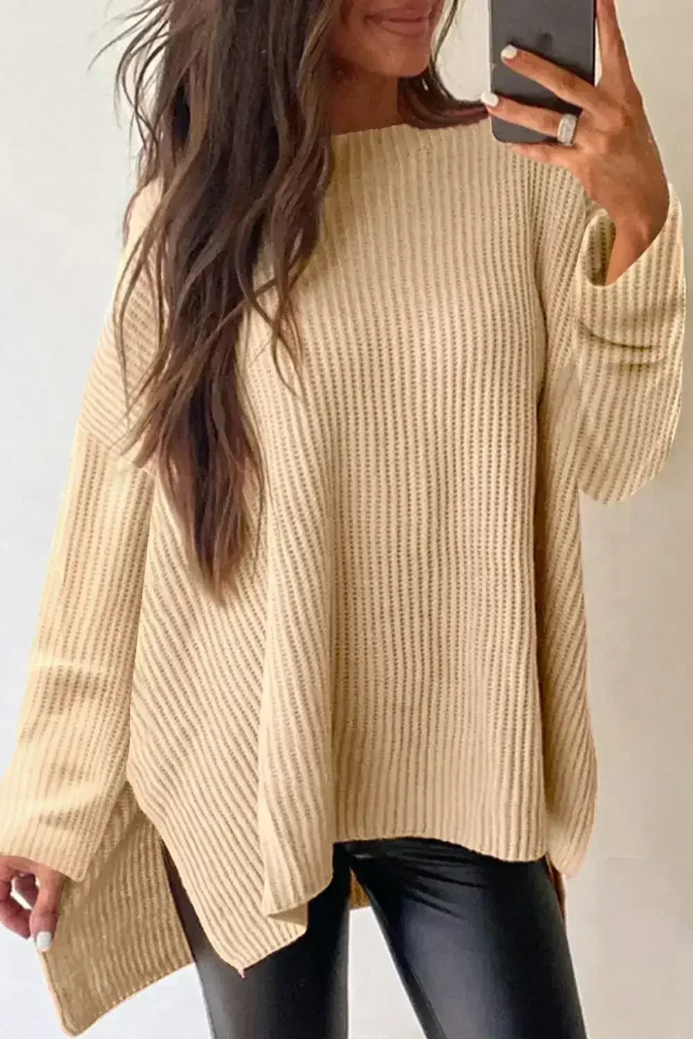 Side Slits Oversized Sweater