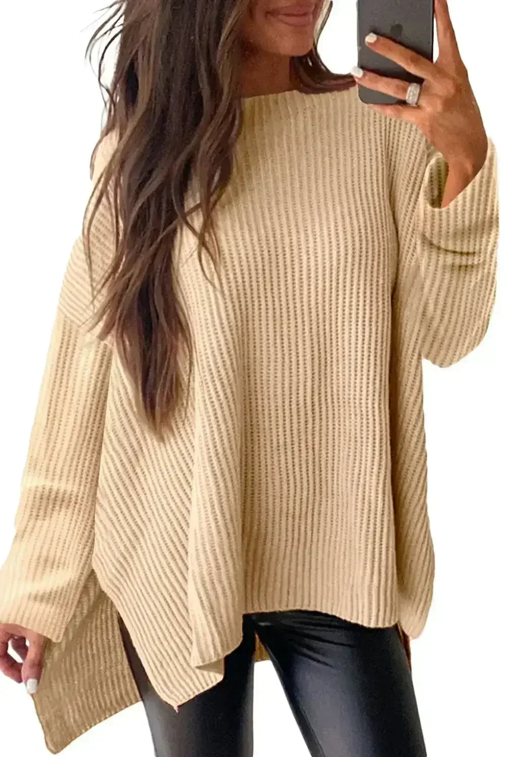 Side Slits Oversized Sweater