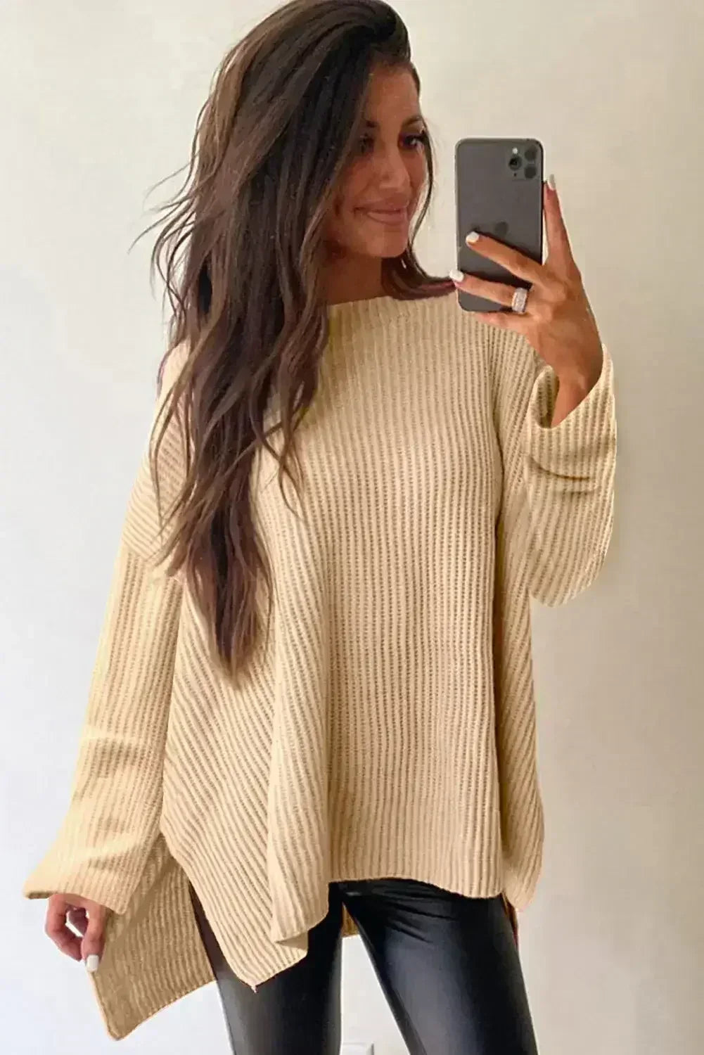 Side Slits Oversized Sweater