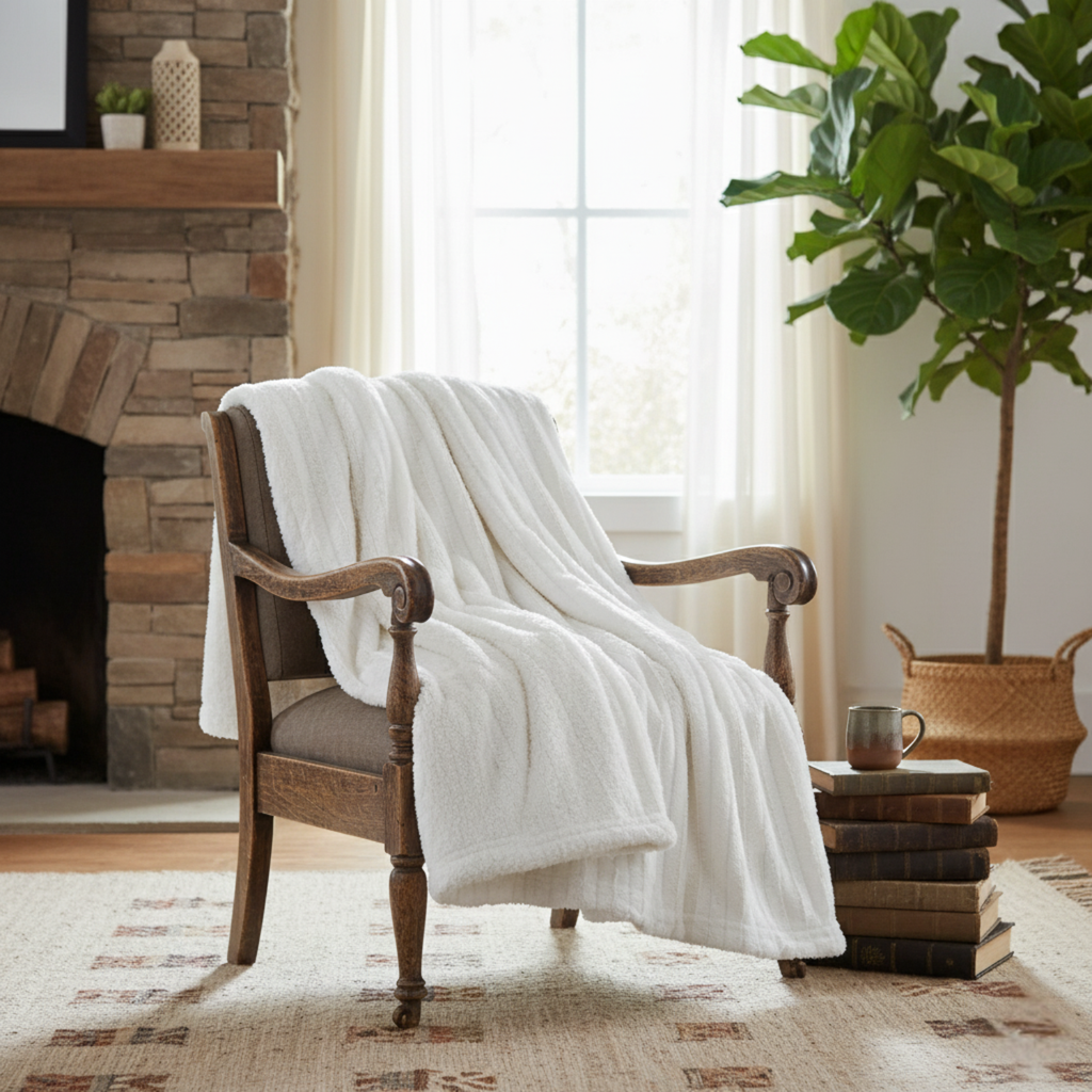 Polar Faux Fur with Sherpa Throw Blanket
