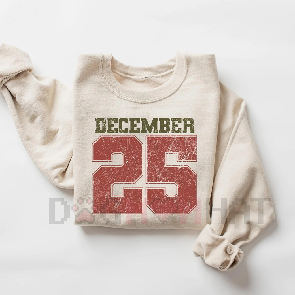 Retro December 25th Christmas Crewneck Sweatshirt – Cozy Holiday Winter Sweater Gift