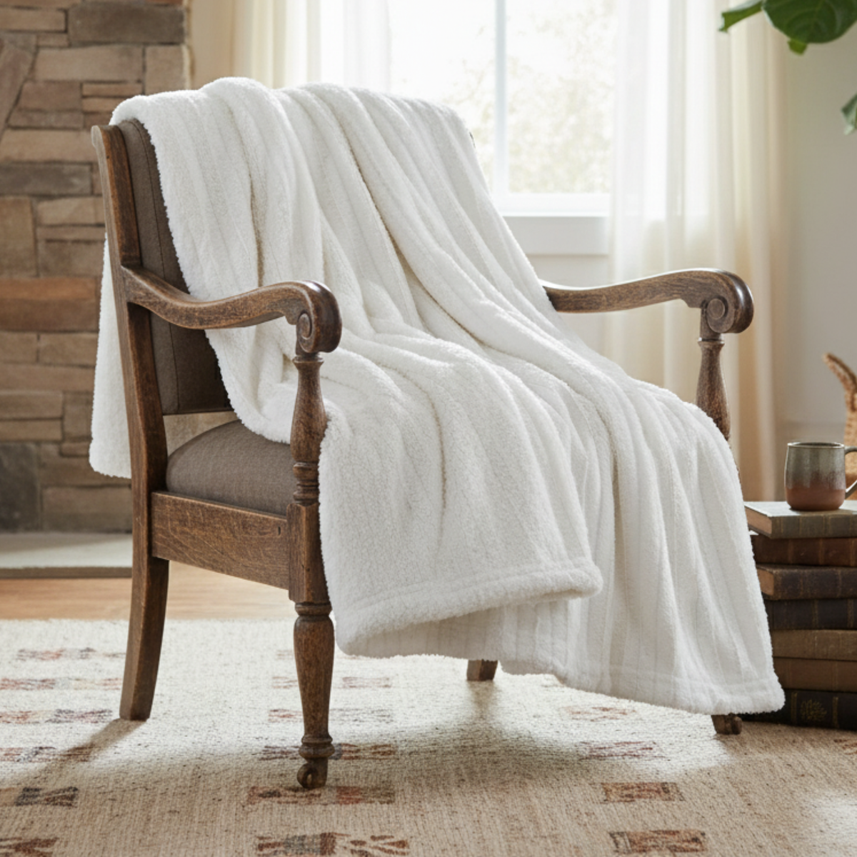 Polar Faux Fur with Sherpa Throw Blanket
