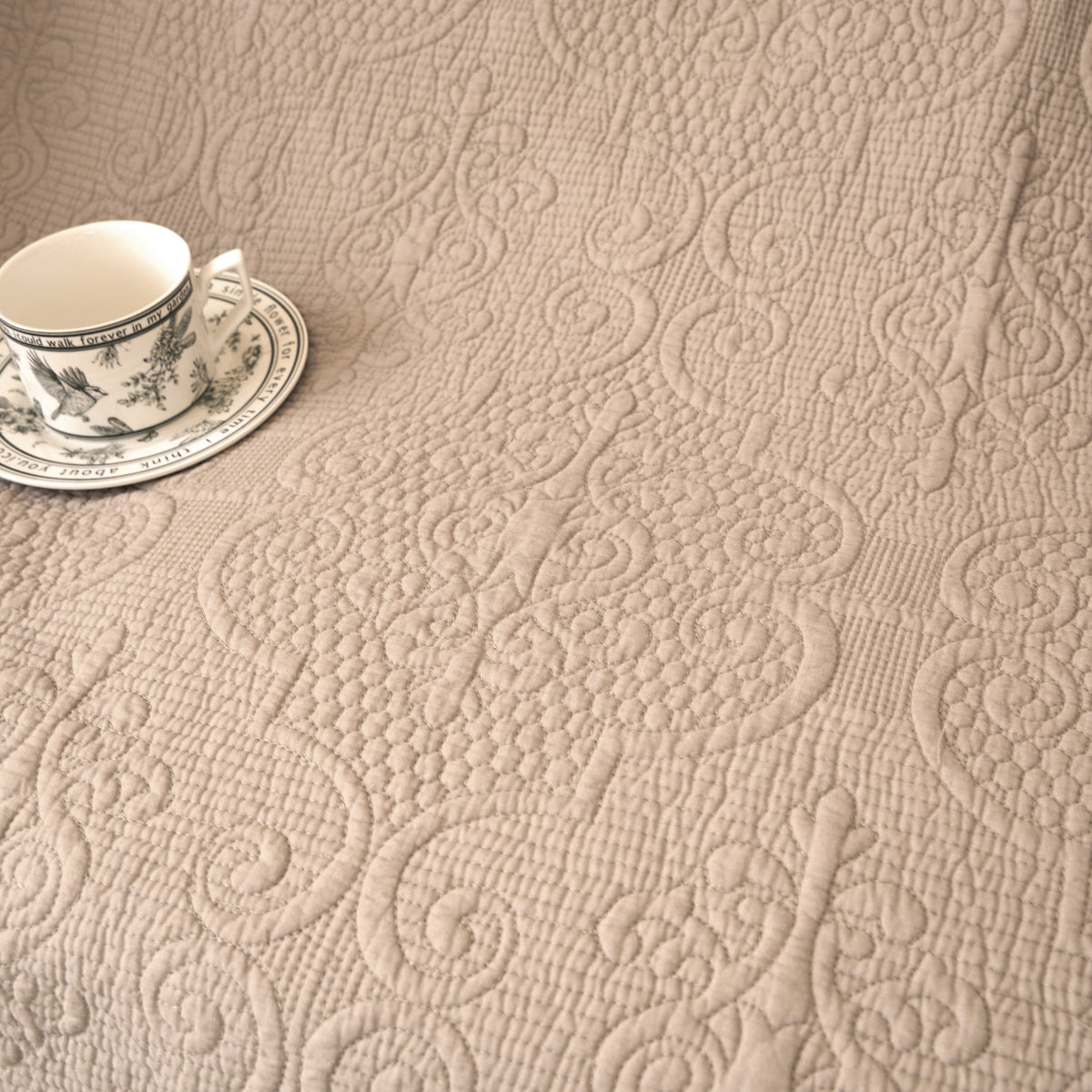 Fringed Cotton Quilted Throw Blanket
