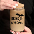 Funny Witch Halloween Glass Iced Coffee Cup