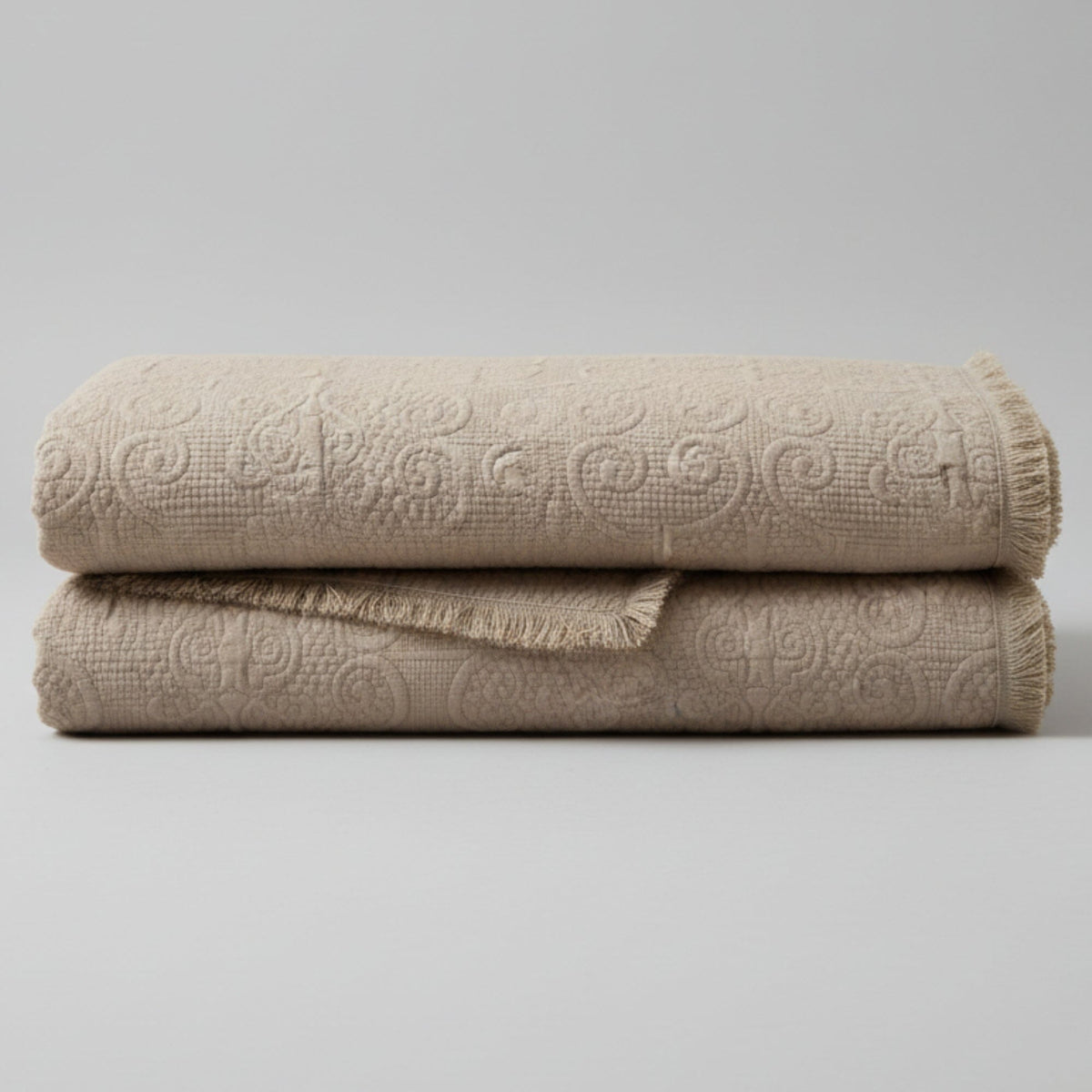 Fringed Cotton Quilted Throw Blanket