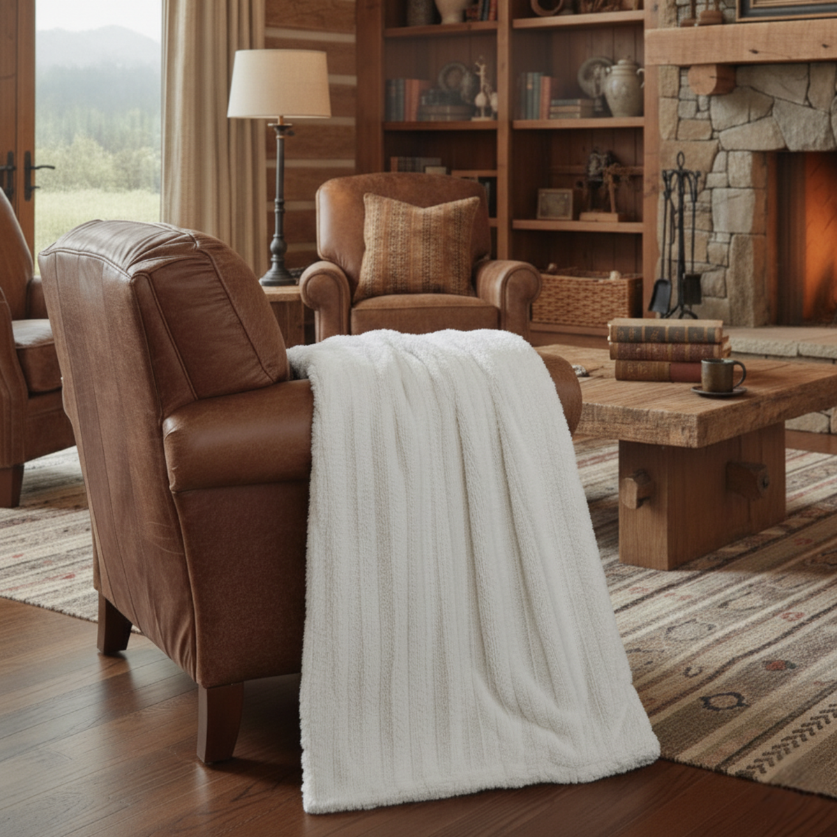 Polar Faux Fur with Sherpa Throw Blanket