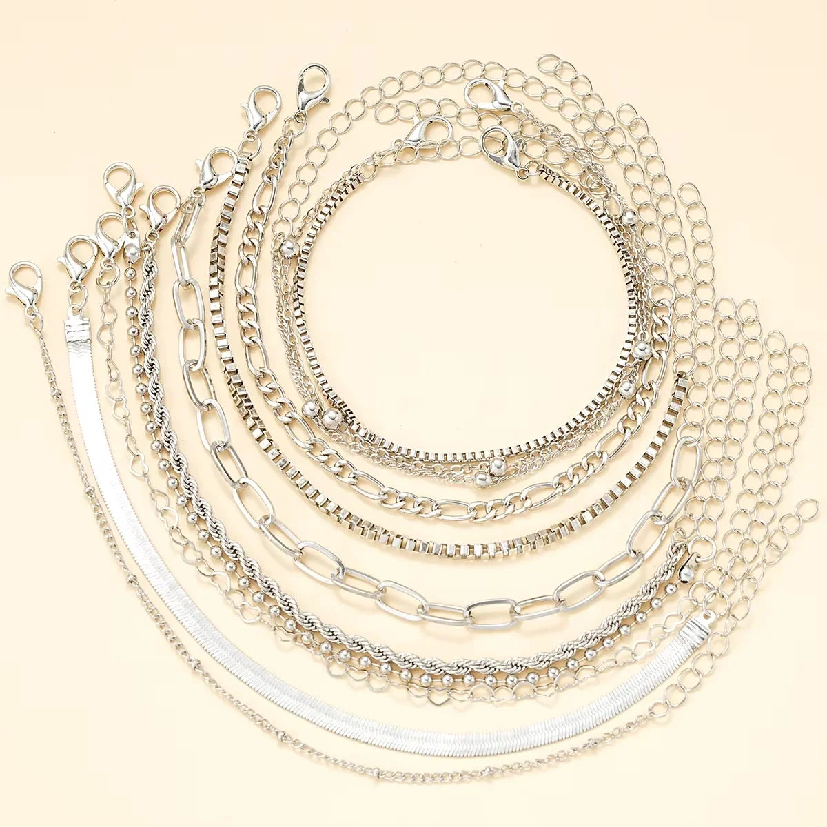 11Pcs/Set Boho Twisted Flat Snake Chain