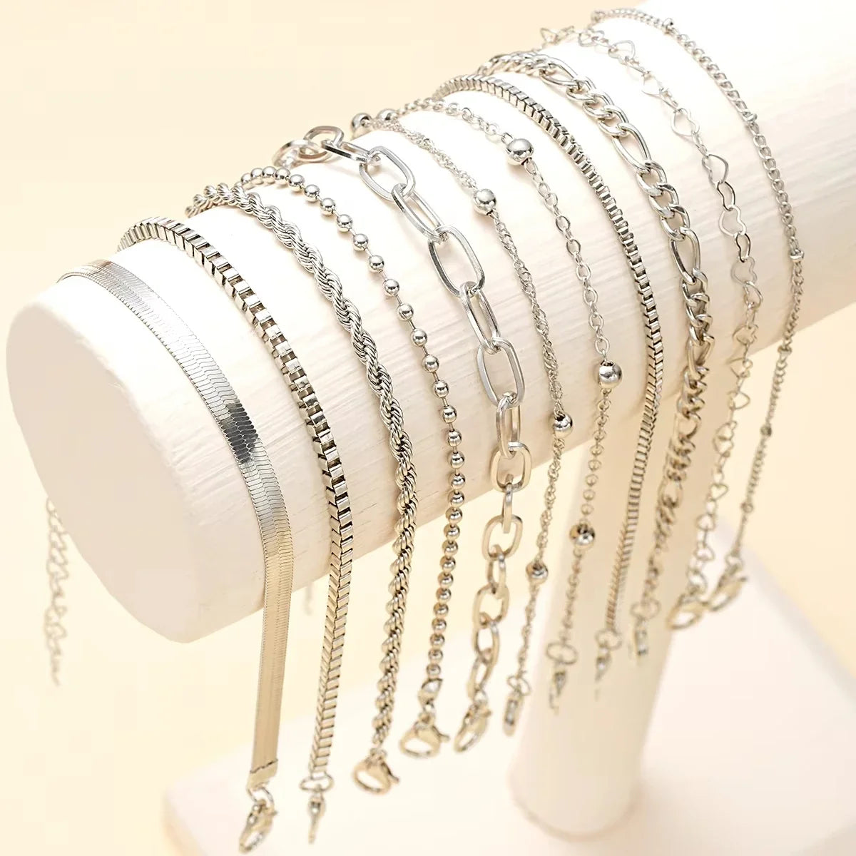 11Pcs/Set Boho Twisted Flat Snake Chain