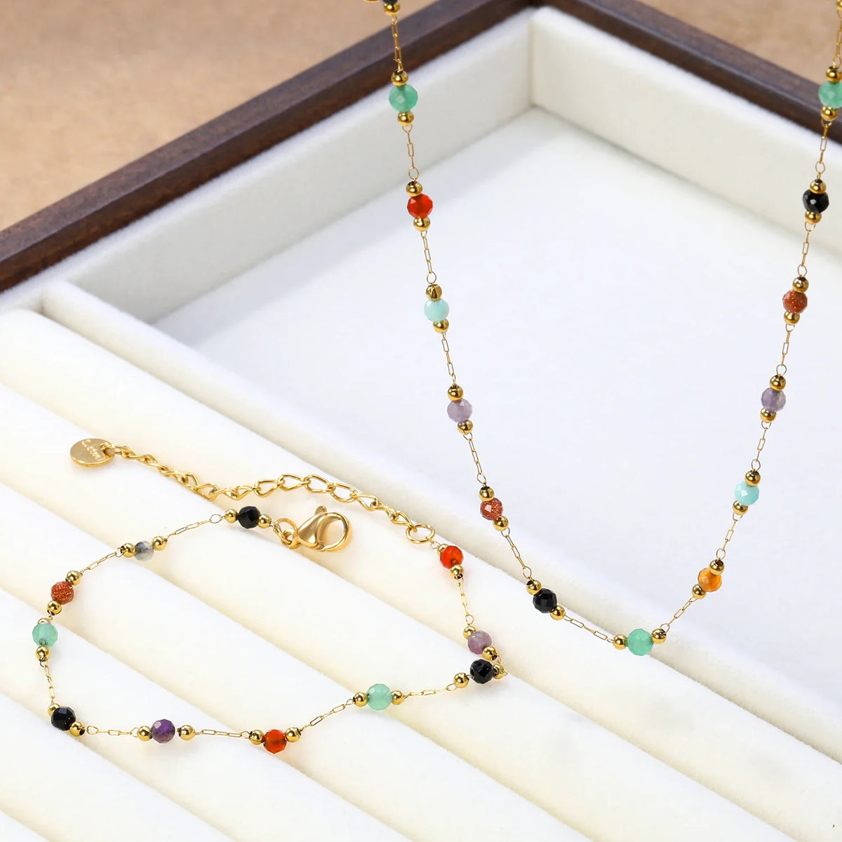 Flower Necklace Earrings Set Stainless Steel