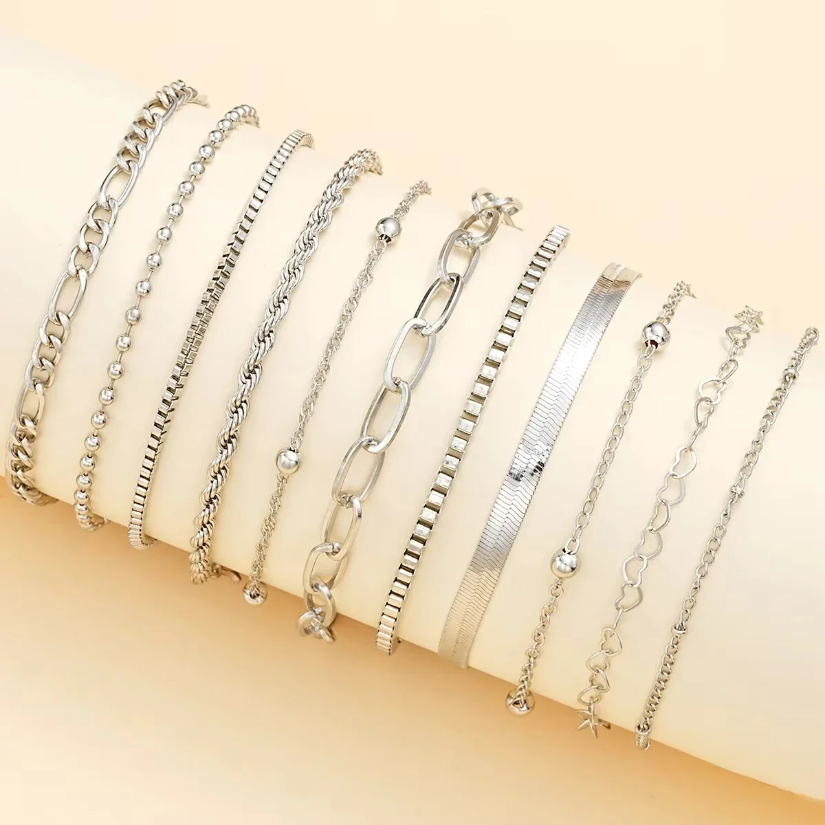 11Pcs/Set Boho Twisted Flat Snake Chain