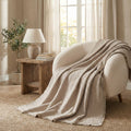Fringed Cotton Quilted Throw Blanket