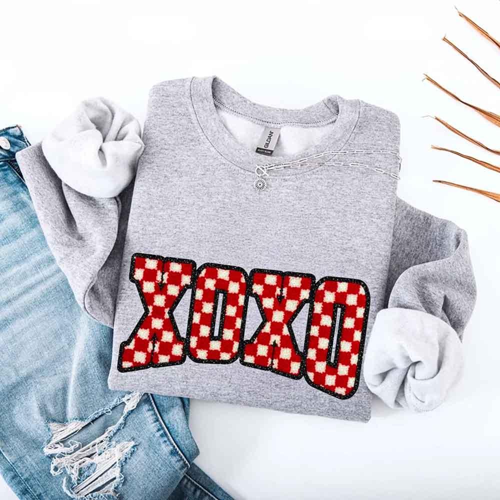 XOXO Checkered Valentine Sweatshirt