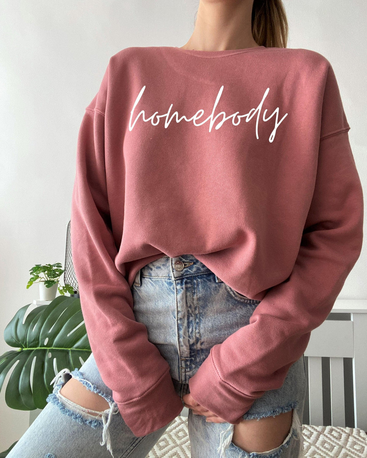 Homebody Sponge Fleece Crewneck Sweatshirt, Cozy Gift for Women