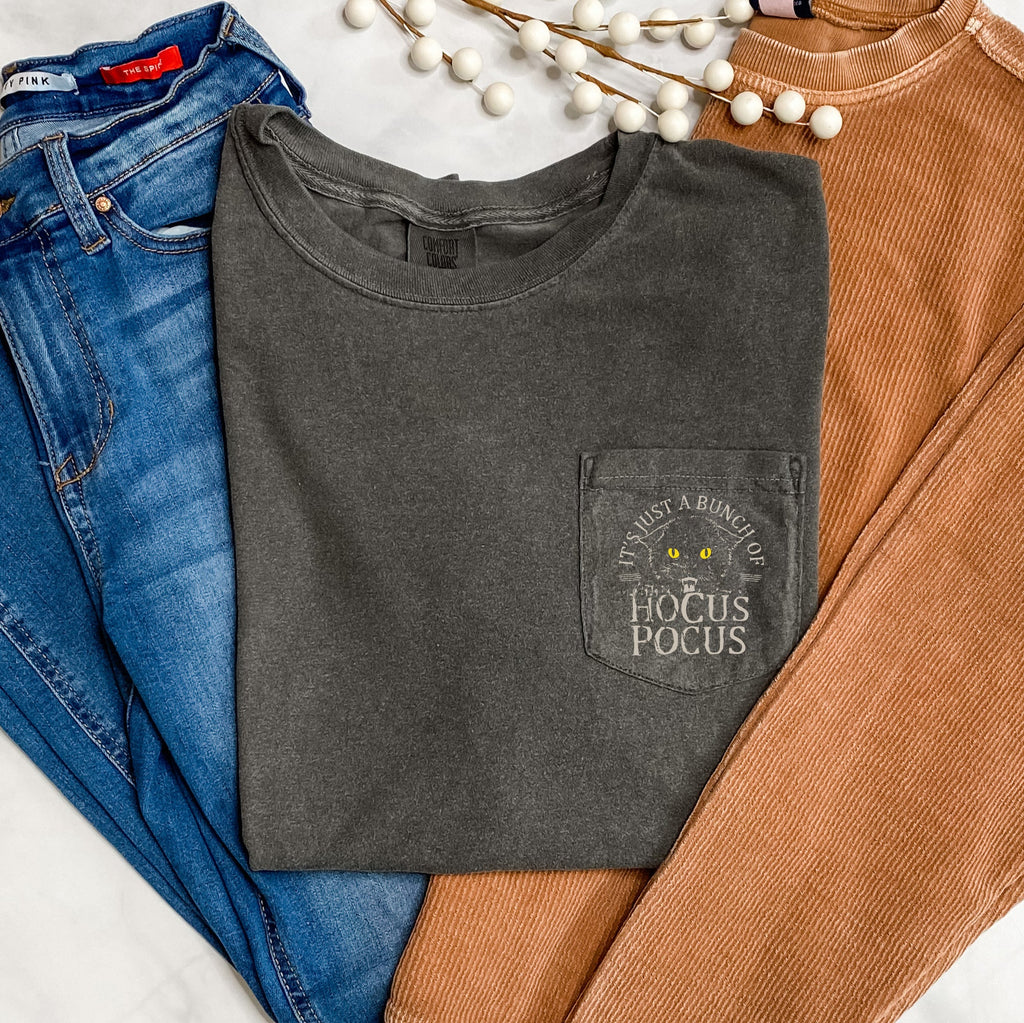 Hocus Pocus Cat Halloween Pocket All Hallows Eve Limited Edition Comfort Colors Tee